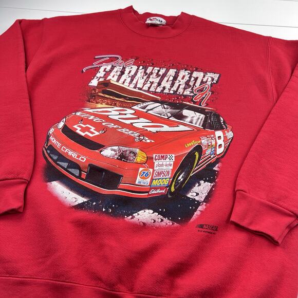 Chase Authentic Vintage Dale Earnhardt Jr NASCAR Budweiser red sweatshirt Large - Picture 8 of 8